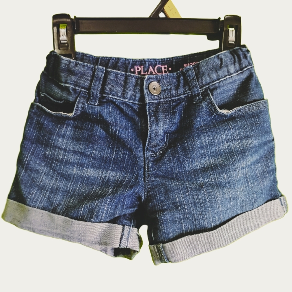Children's Place Blue Jean Shorts with Rolled Hem and Classic Denim Style